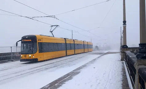 Snow falling in Dresden