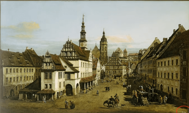 Bernardo Bellotto painting of the marketplace at Pirna