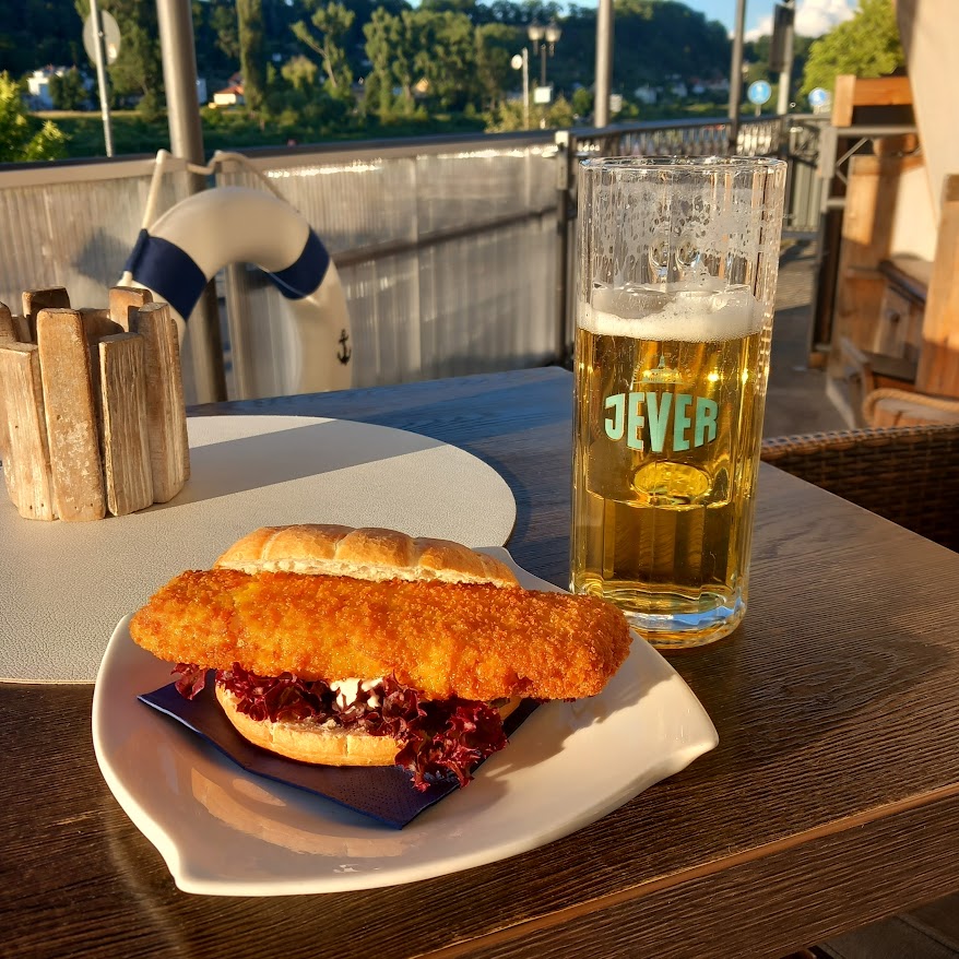 Food and beer at Landgang restaurant in Pirna